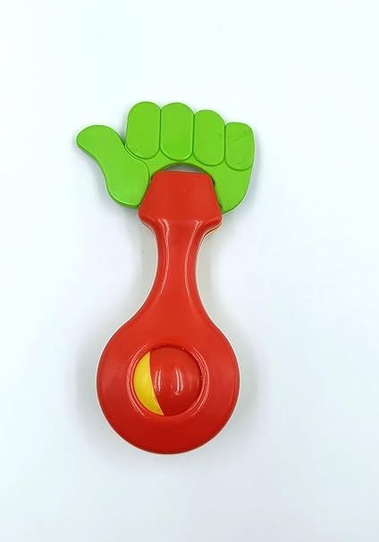 Hand-shaped rattle with rolling ball