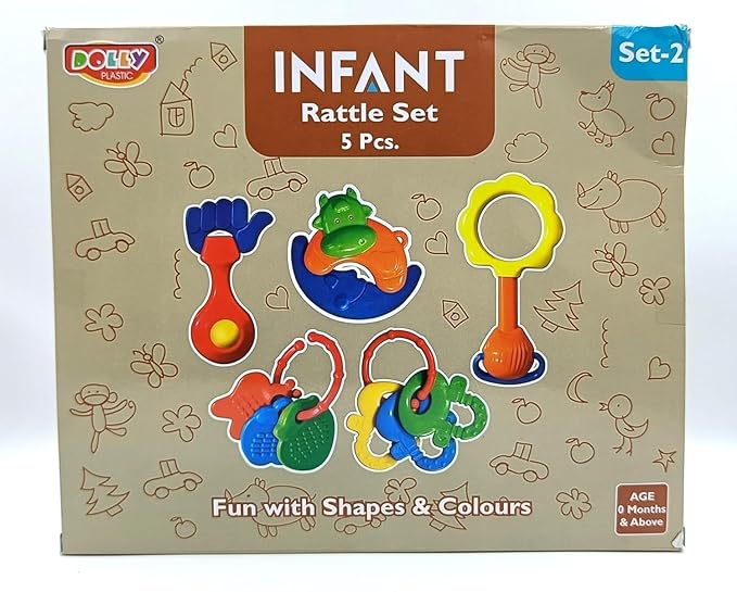 Dolby Infant Rattle Set 5 Pcs packaging back