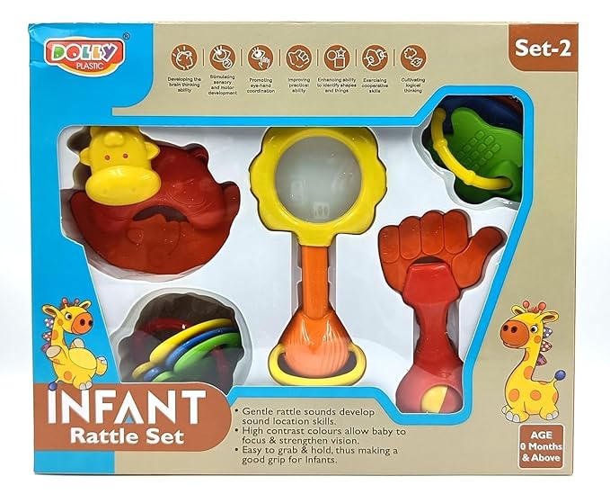 Textured teether keys in green, orange and blue