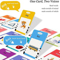 Talking flash card reader showing One Card Two Voices feature with dog and bus cards